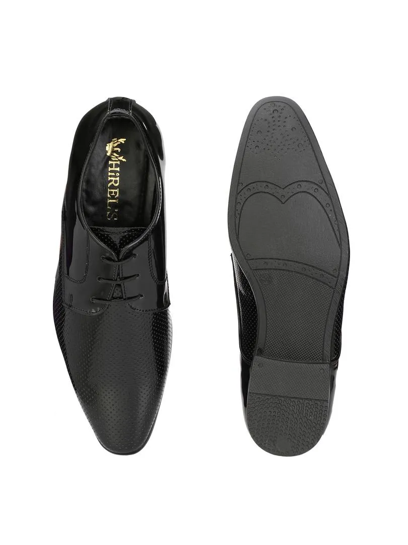 Men's Black Derby Patent Leather Formal Shoes