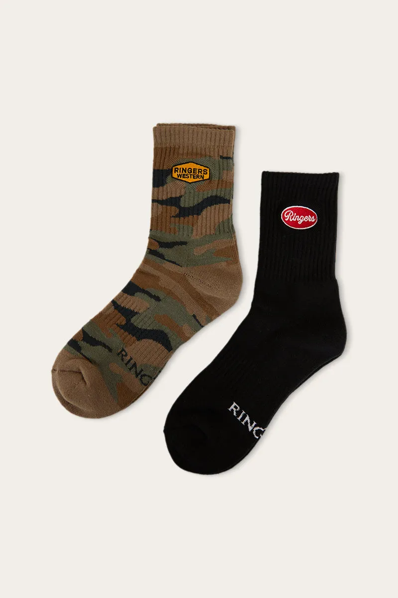 Monty Unisex Sock 2 Pack - Black/Camo