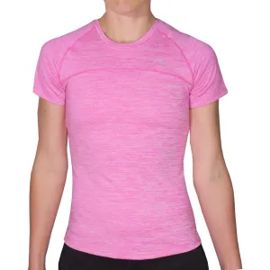 More Mile Heather Short Sleeve Girls Running Top - Pink