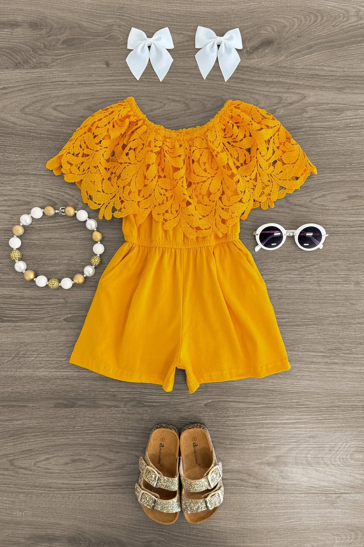 Mustard Lace Romper