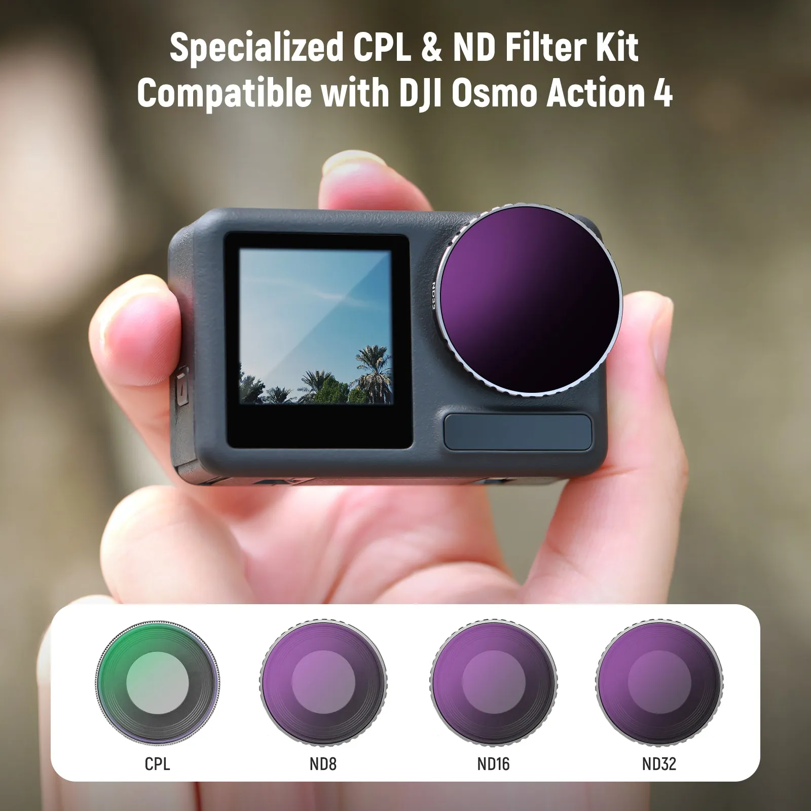 NEEWER 4 Pack ND Filter Set Compatible with DJI Osmo Action 4