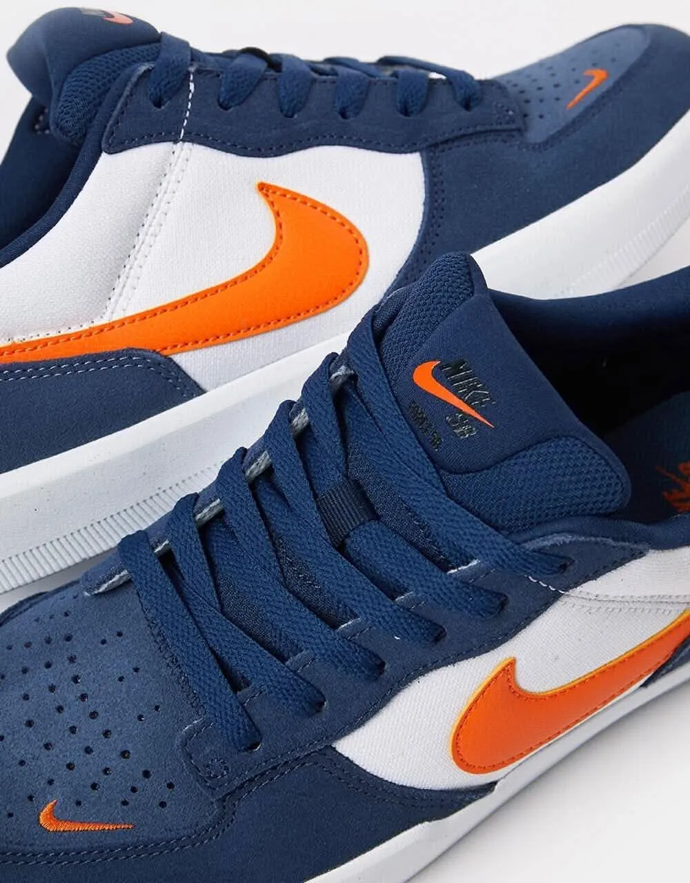 Nike SB Force 58 Skate Shoes - Midnight Navy/Safety Orange-White