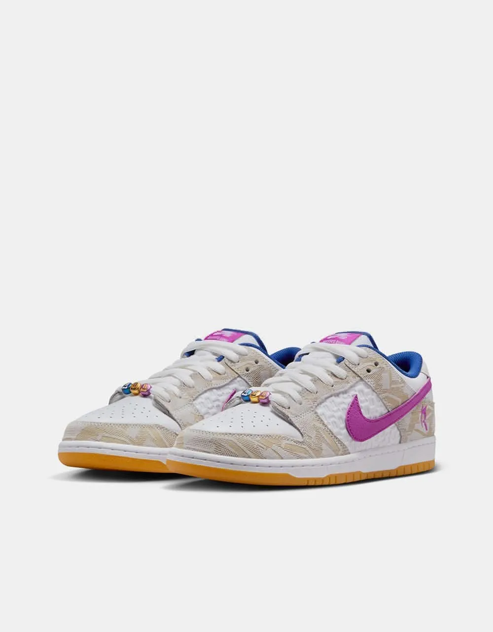 Nike SB 'Rayssa' Dunk Low Premium QS Skate Shoes - Pure Platinum/Deep Royal Blue/Vivid Purple/White/Gum Yellow