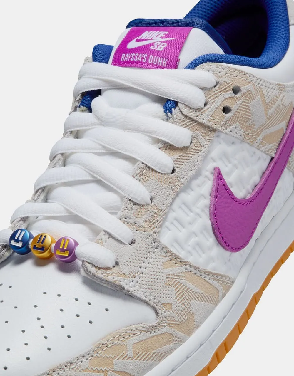 Nike SB 'Rayssa' Dunk Low Premium QS Skate Shoes - Pure Platinum/Deep Royal Blue/Vivid Purple/White/Gum Yellow