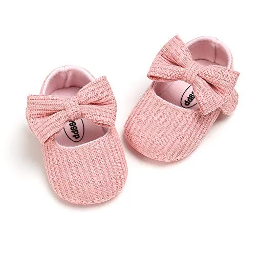 Ohwawadi Infant Baby Girl Shoes, Bowknot Baby Mary Jane Flats Princess Dress Shoes Soft Baby Crib Shoes(0-6 Months, 1933 Pink)