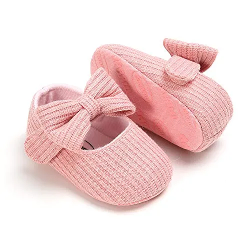 Ohwawadi Infant Baby Girl Shoes, Bowknot Baby Mary Jane Flats Princess Dress Shoes Soft Baby Crib Shoes(0-6 Months, 1933 Pink)