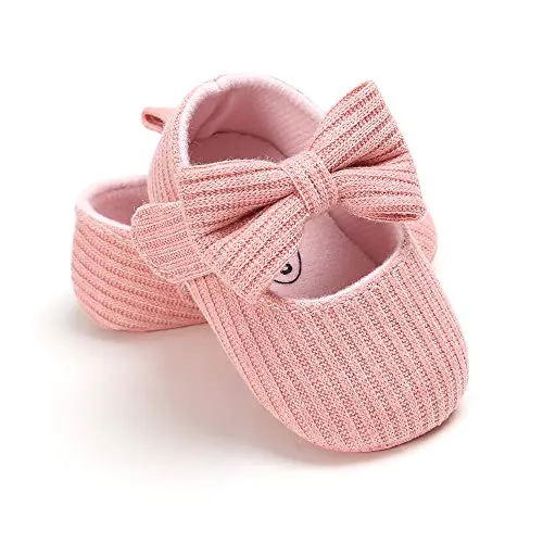 Ohwawadi Infant Baby Girl Shoes, Bowknot Baby Mary Jane Flats Princess Dress Shoes Soft Baby Crib Shoes(0-6 Months, 1933 Pink)