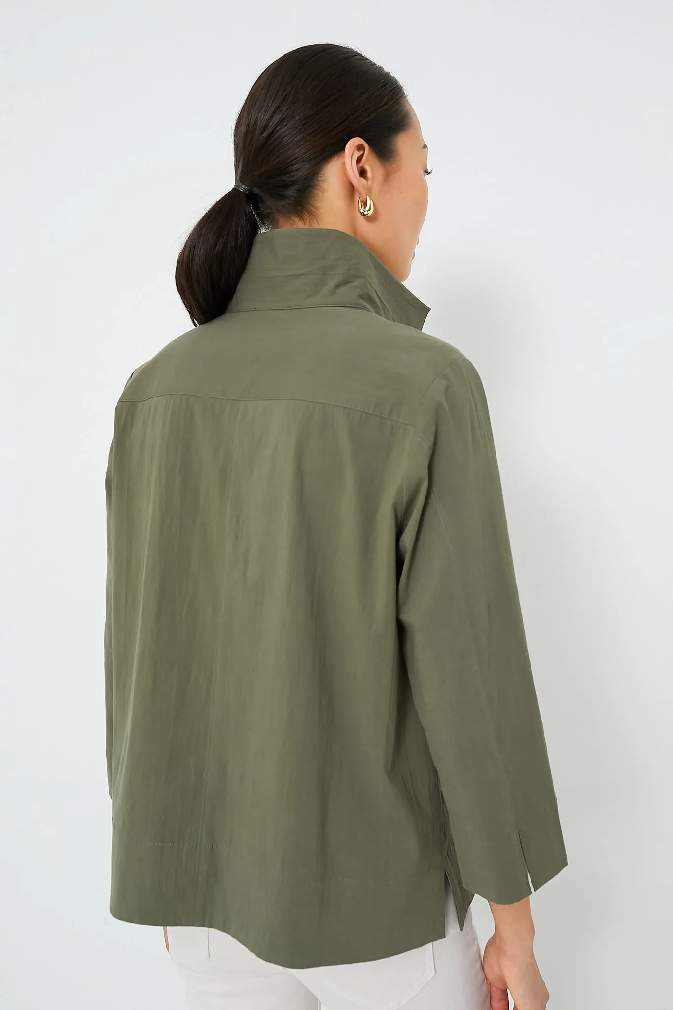 Olive Green Sullivan Stand Collar Blouse