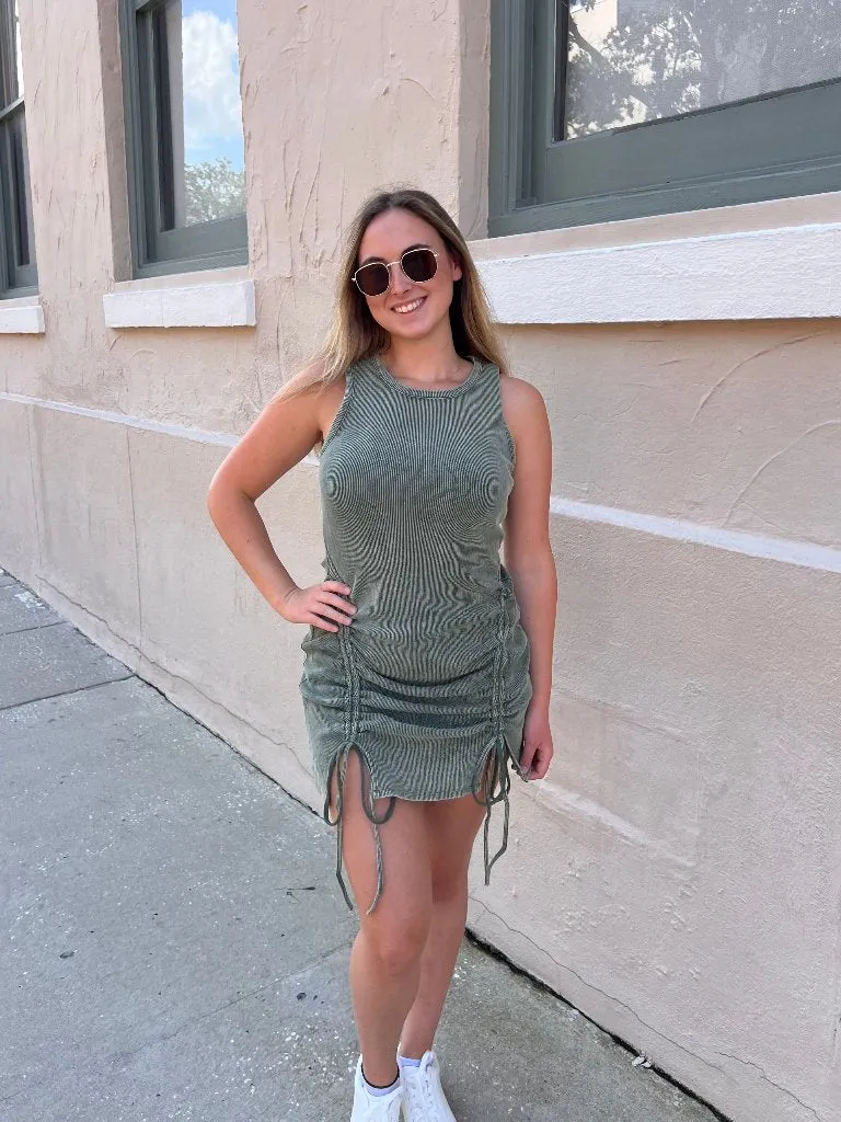 OLIVIA MINI DRESS IN OLIVE