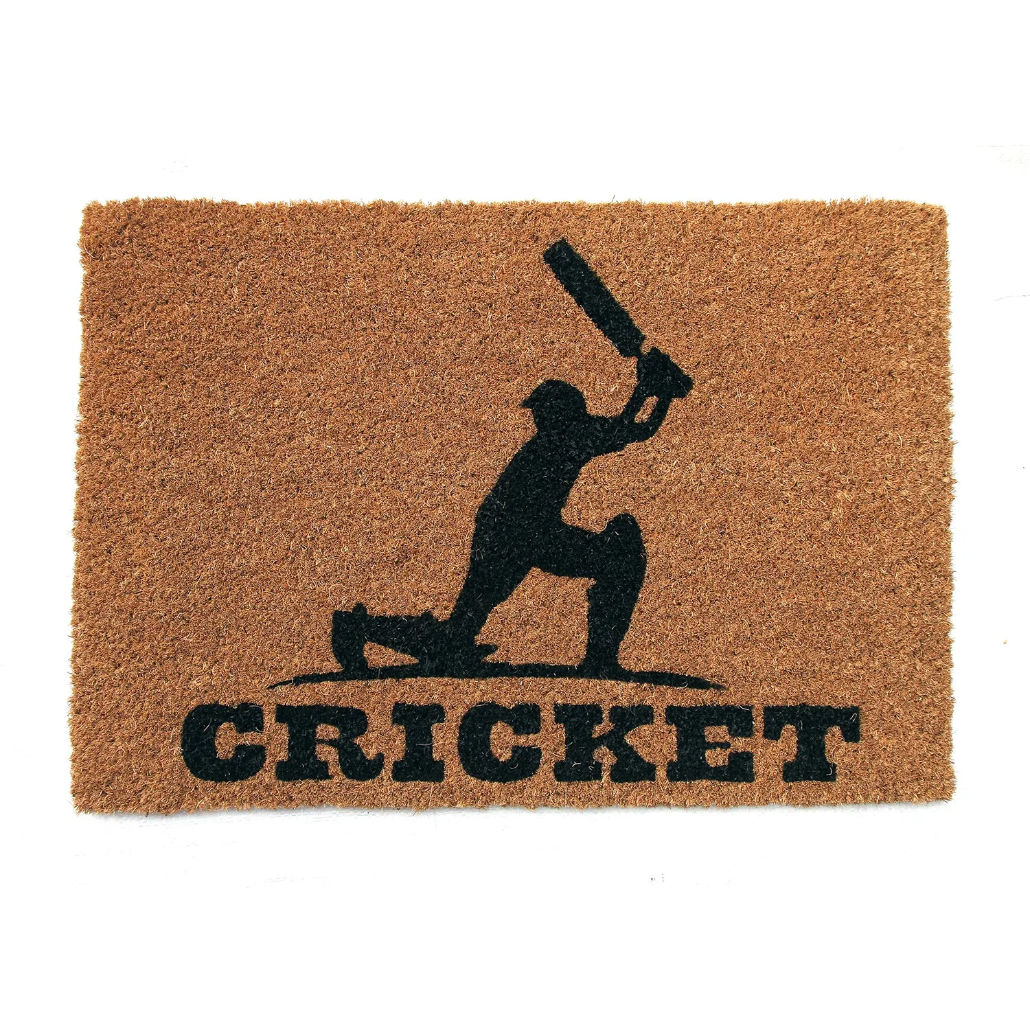 OnlyMat Elegant printed Cricket Batsman on Natural Coir Floor Mat