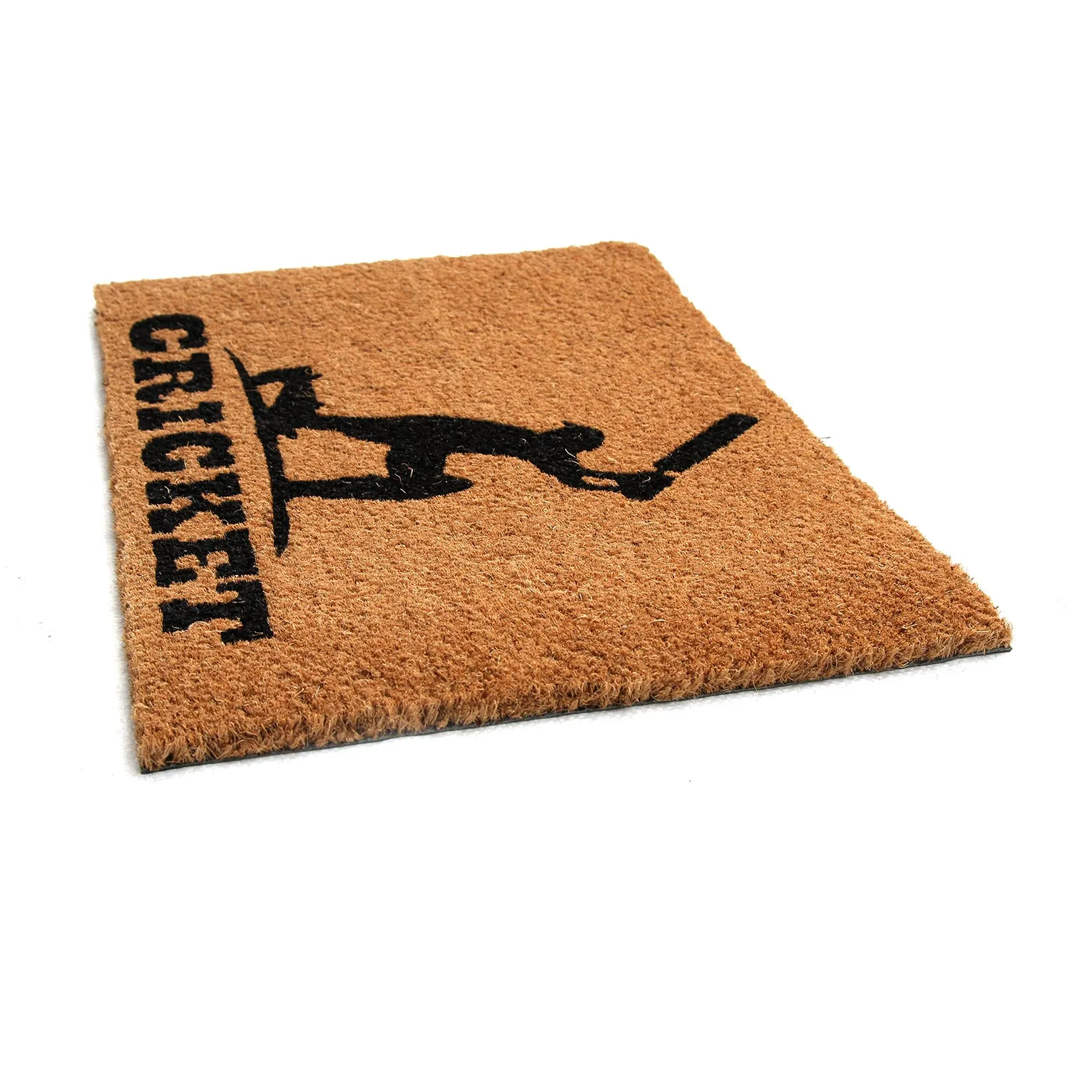 OnlyMat Elegant printed Cricket Batsman on Natural Coir Floor Mat