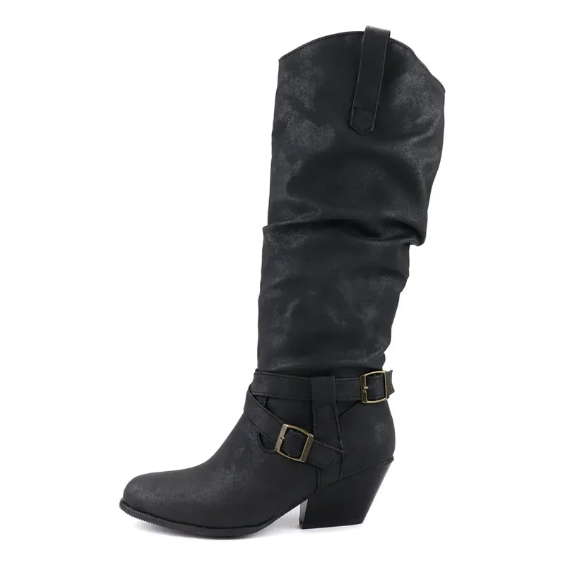 Pleated Women's Knee  Boots