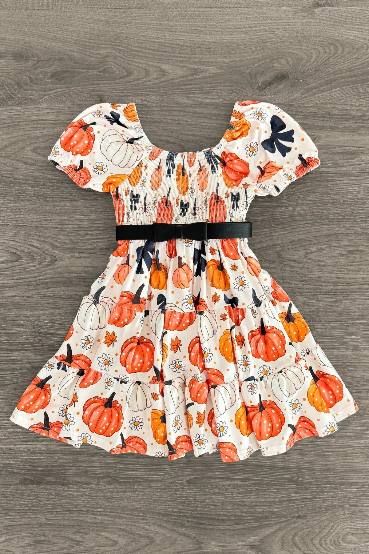 Polka Dot Pumpkin & Bows Dress