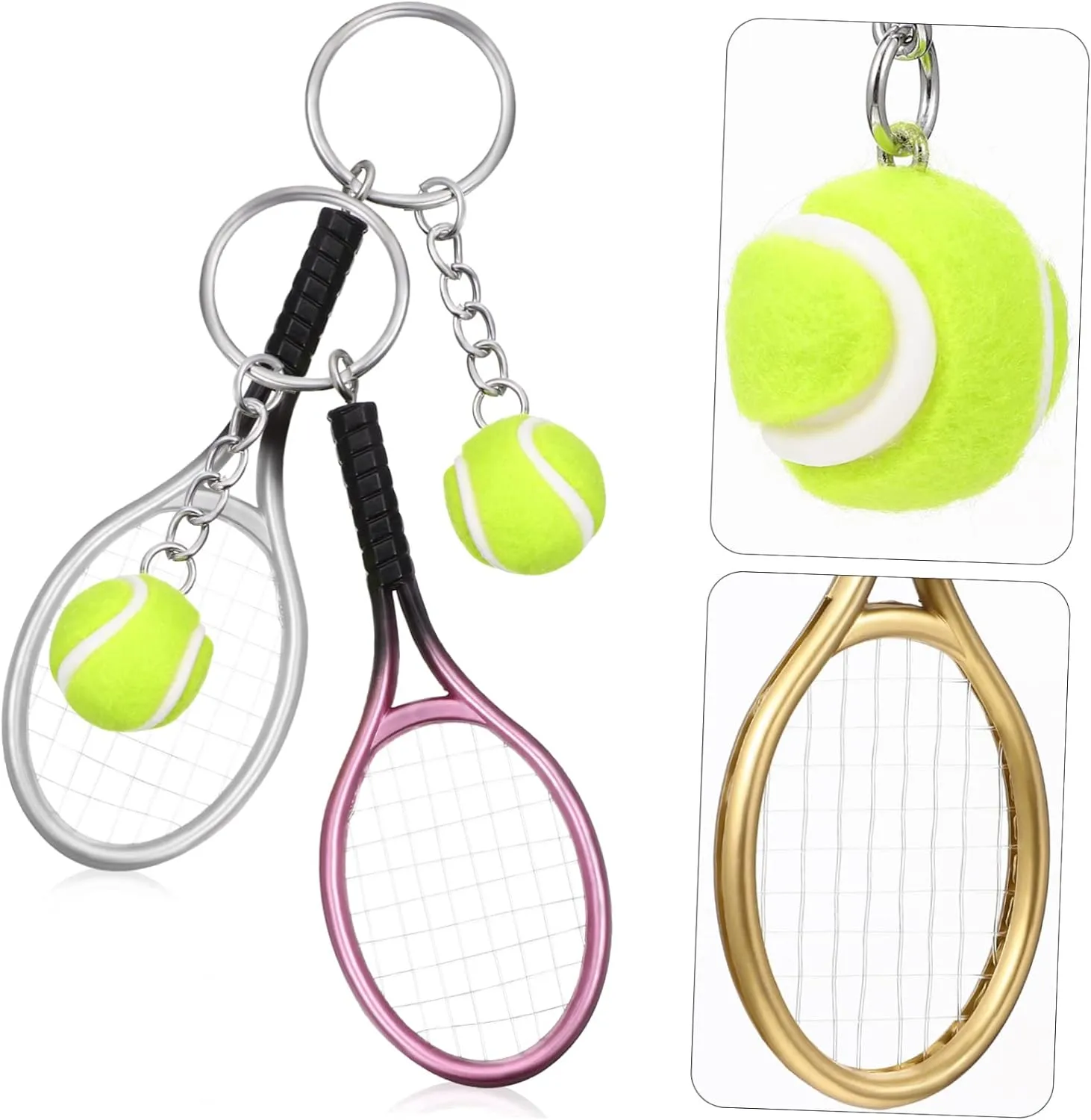 Premium Metal Tennis Keychain | Golden | Perfect Gift for Tennis Lovers