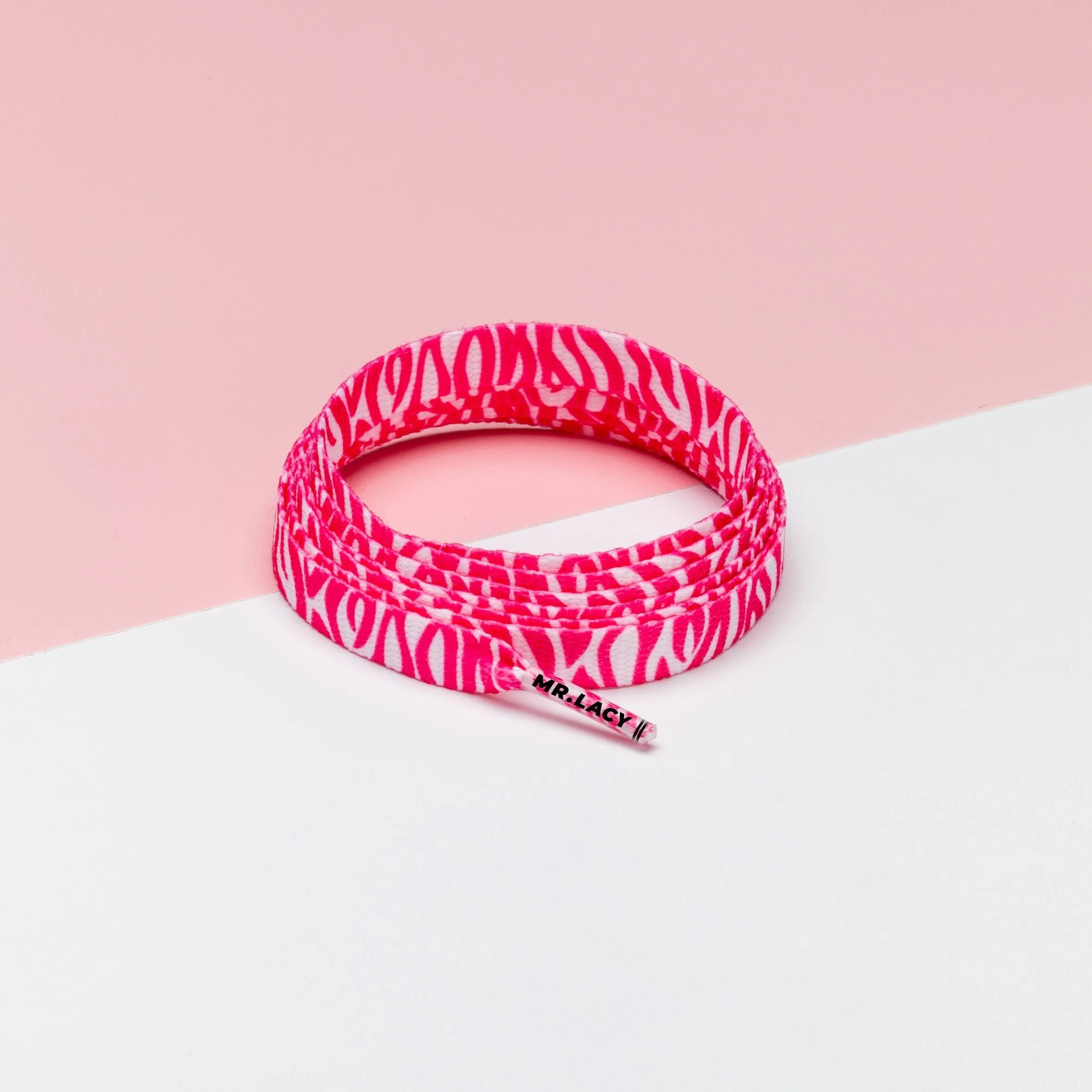 Printies Shoelaces · Hot Pink / White Zebra