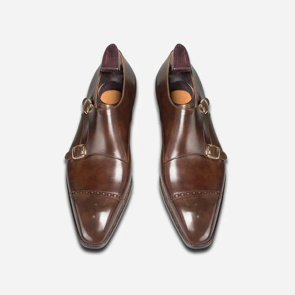 Punched Monk Strap Leather Shoes by Italian Vega®