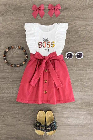 "Little Boss Lady" Rose Pocket Dress