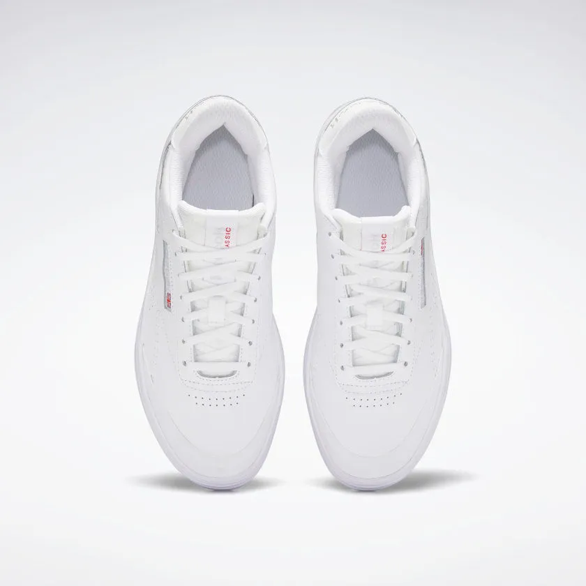 REEBOK WOMENS CLUB C DOUBLE GEO - CLOUD WHITE/ CLOUD WHITE/ PURE GREY