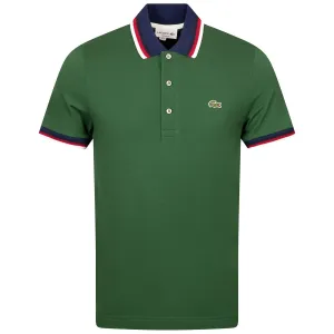 Regular Fit Stretch Cotton Pique Contrast Collar Polo Pine Green - SS24