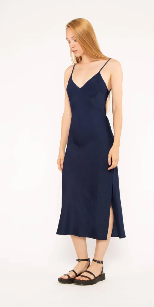 Ripley Rader Satin  Slip Dress Navy