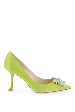 Roger vivier satin pumps with rv bouquet strass buckle