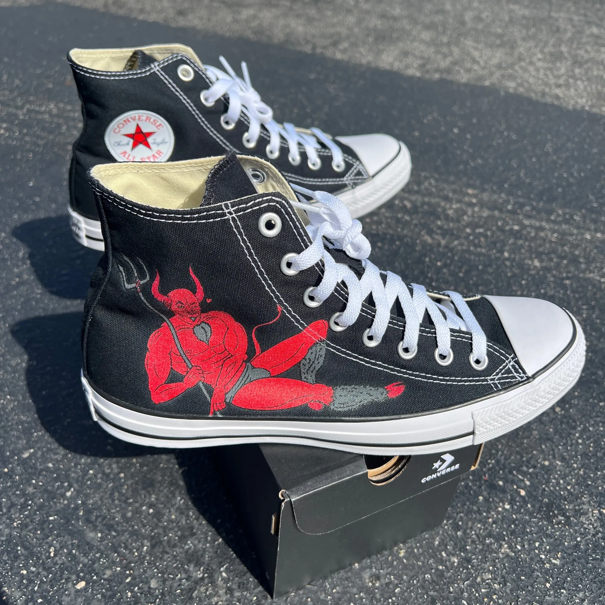 Sexy Devil High Top Black Converse Shoes