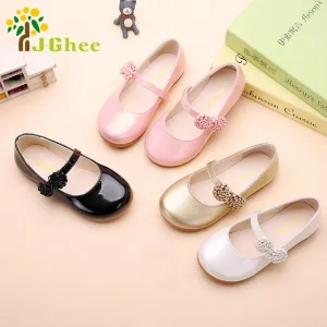 shoes kids flat shoes  leather children casual shoes with flowers party show shoes for girls