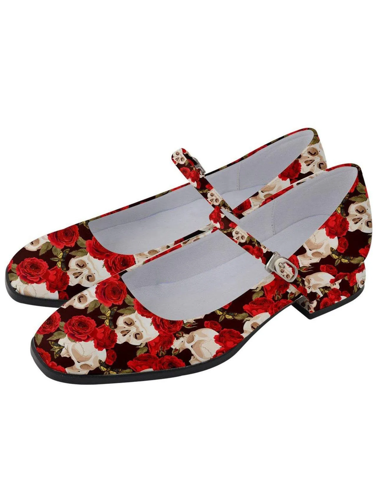 SKULLS AND ROSES Women's Mary Jane Shoes