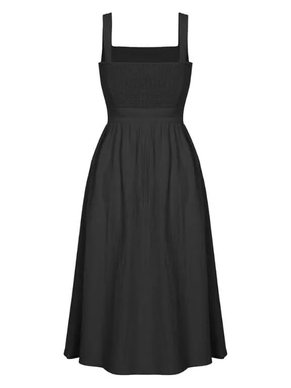 Sleeveless Square-Neck Midi Dress