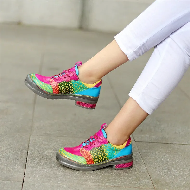 Snakeskin Chic Lace-Up Casual Shoes