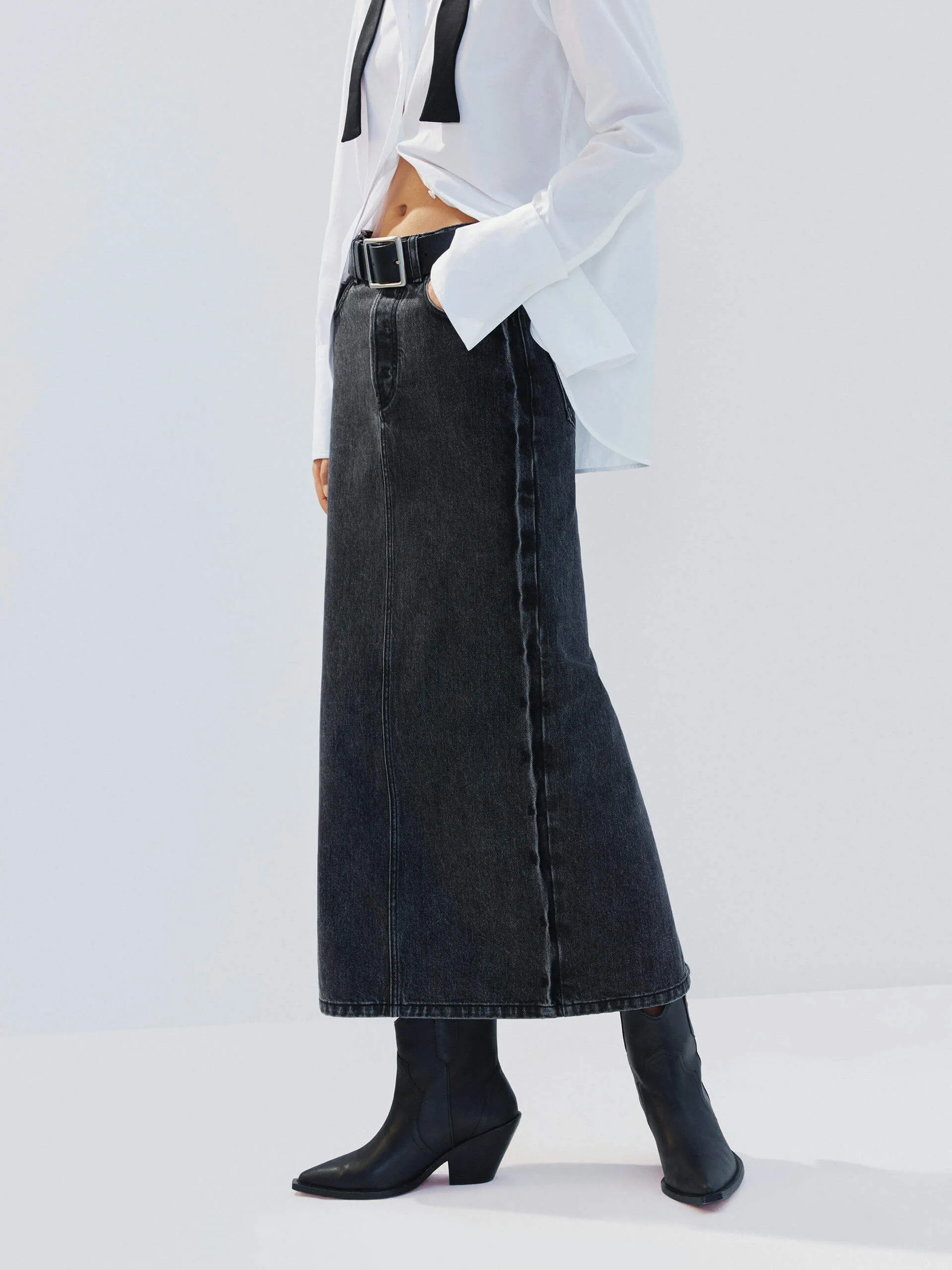 Straight Cut Denim Skirt