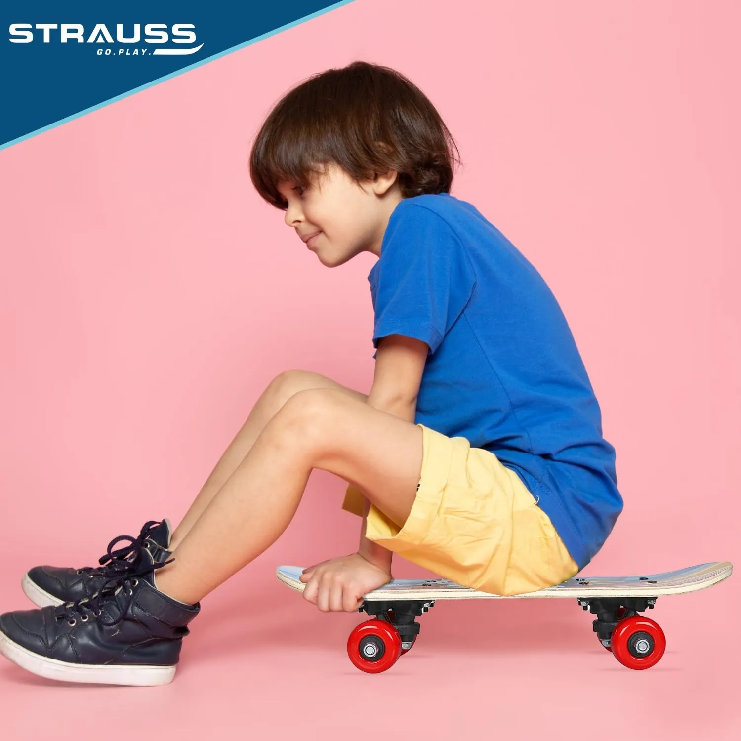 Strauss Kids Skateboard | 17 X 5 Inches Maple Wood Skateboard with PU Wheels for Kids Upto 5 Years | Suitable for Boys and Girls | Ideal for Beginners,Learners and Training Purpose, (Lion)