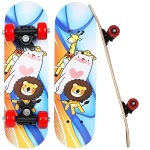 Strauss Kids Skateboard | 17 X 5 Inches Maple Wood Skateboard with PU Wheels for Kids Upto 5 Years | Suitable for Boys and Girls | Ideal for Beginners,Learners and Training Purpose, (Lion)