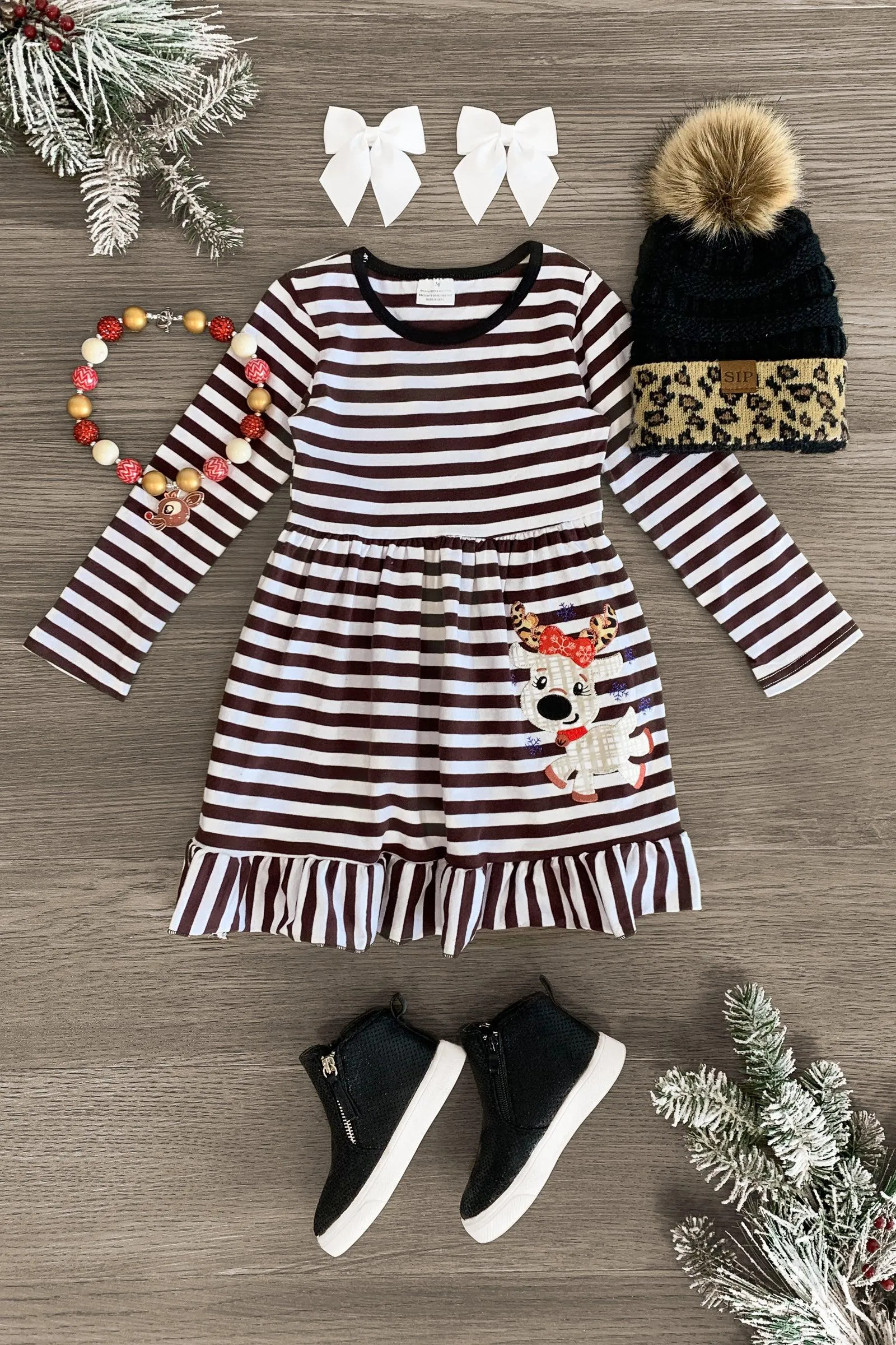 Striped Reindeer Dress