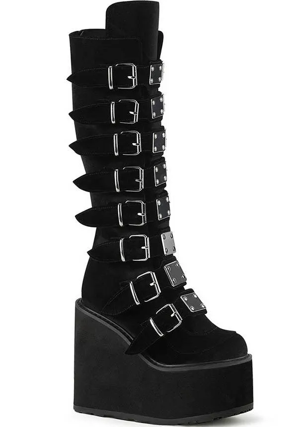 SWING-815 [Black Velvet] | PLATFORM BOOTS [PREORDER]