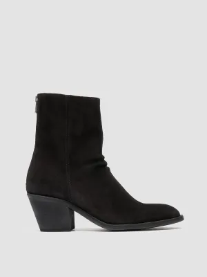 SYDNE 010 - Black Suede Zipped Boots