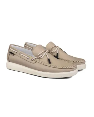 T-Miletos Beige Genuine Leather Men's Loafer Shoes