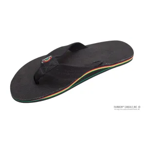 THE RASTAFARIAN - Rainbow Single Layer Black Hemp with Rasta Mid Sole