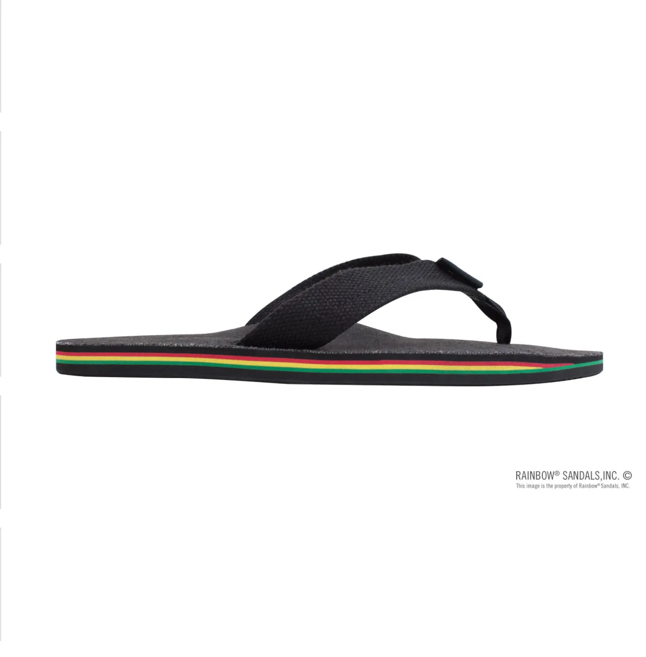 THE RASTAFARIAN - Rainbow Single Layer Black Hemp with Rasta Mid Sole