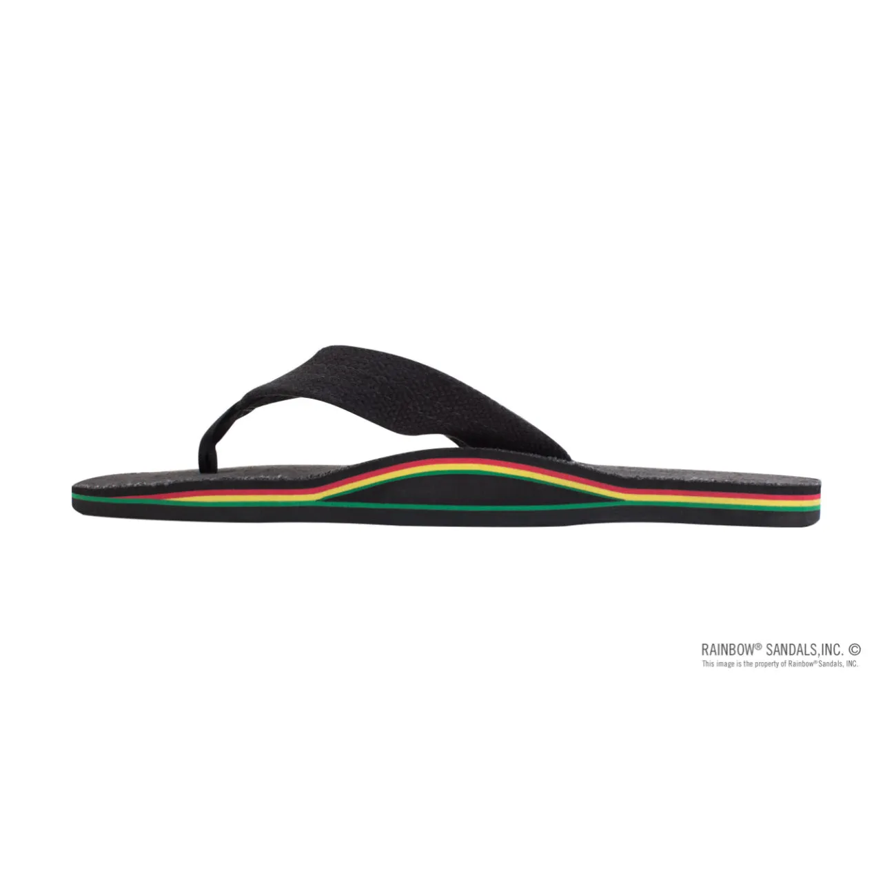 THE RASTAFARIAN - Rainbow Single Layer Black Hemp with Rasta Mid Sole