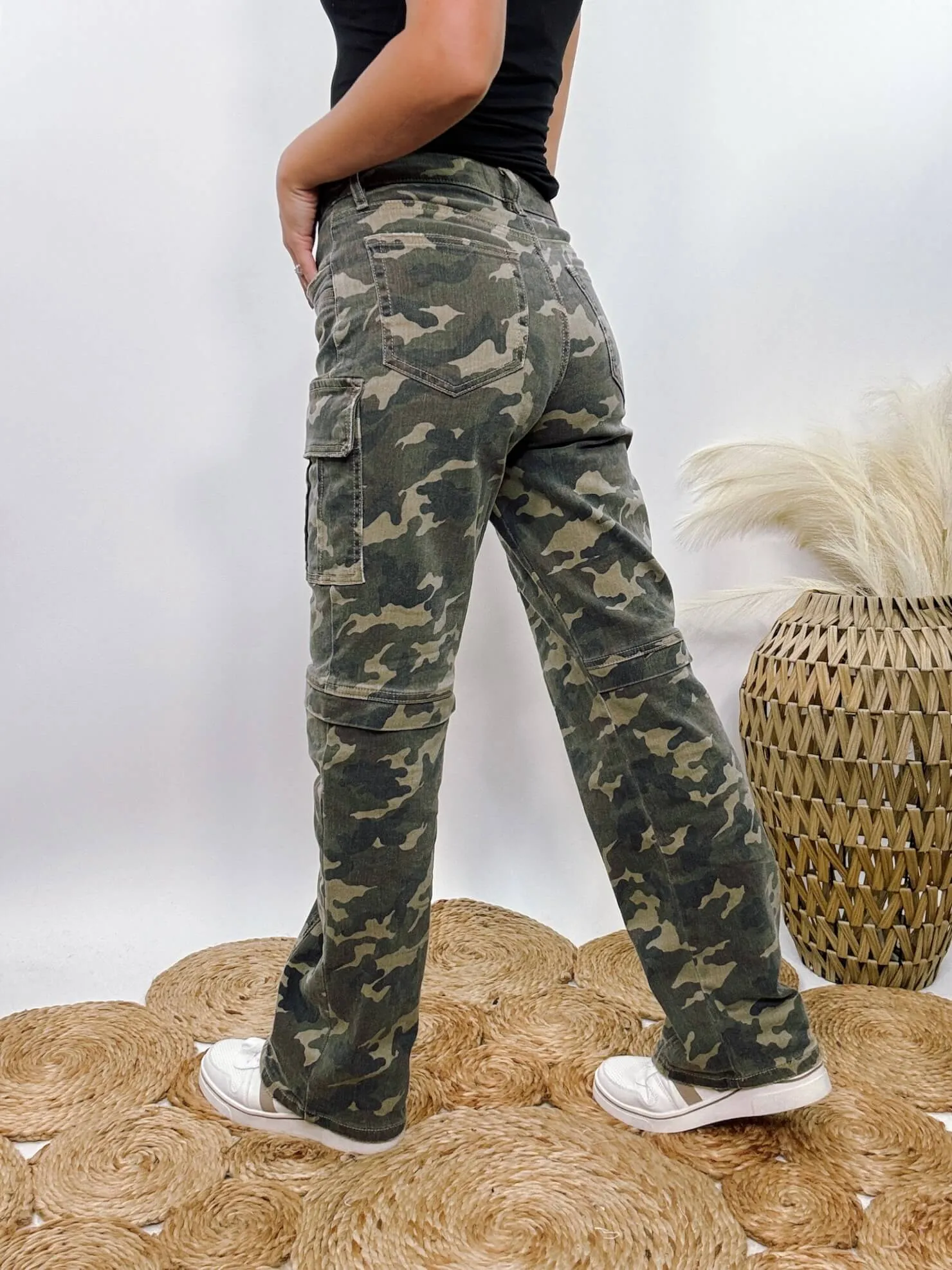 Tracey Hidden Camo Cargo Straight Leg Jeans