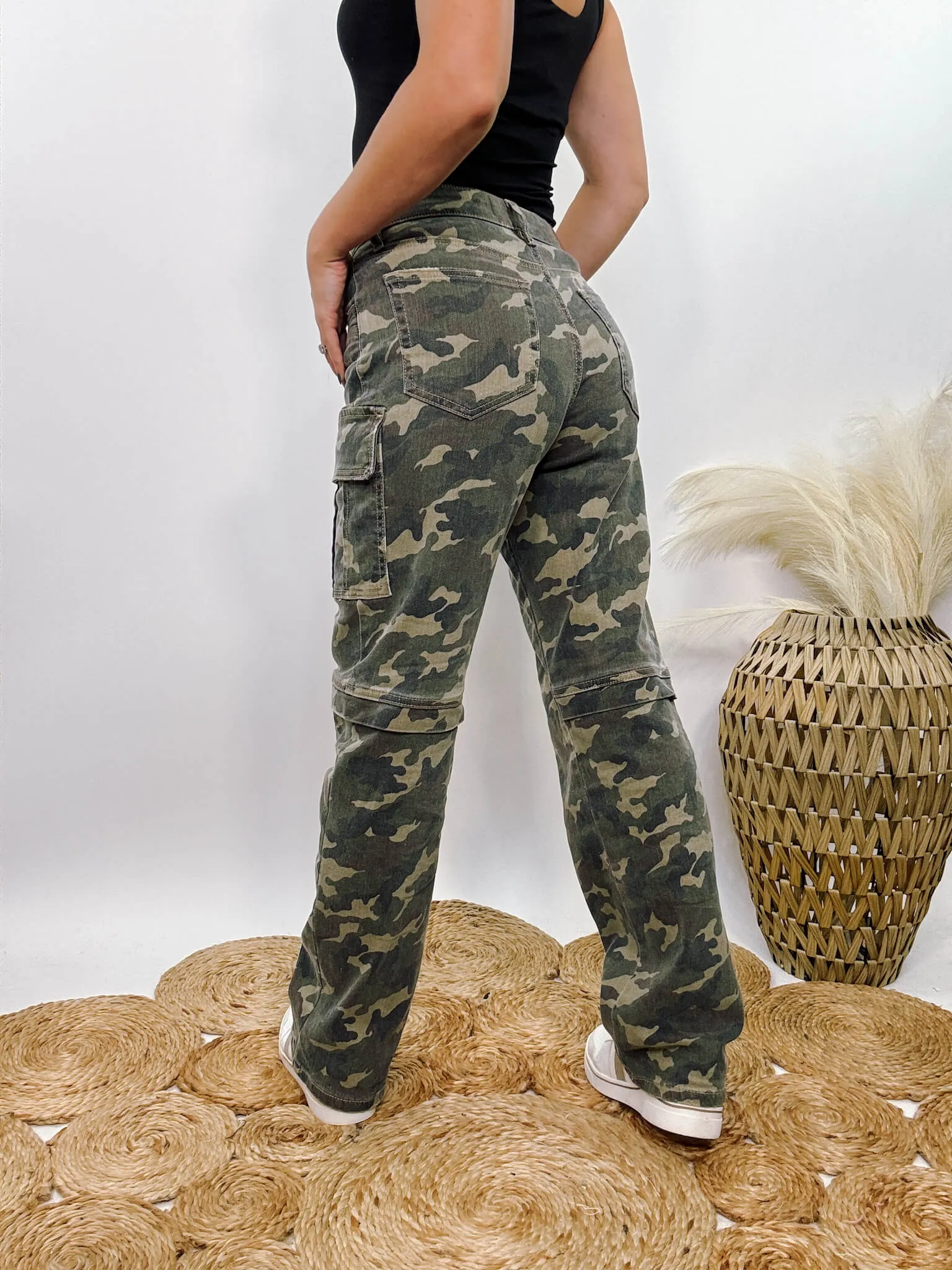 Tracey Hidden Camo Cargo Straight Leg Jeans