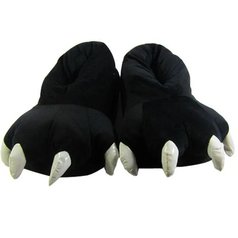 Unisex Animal Panda Black Pig cosplay Kigurumi fleece slippers shoes