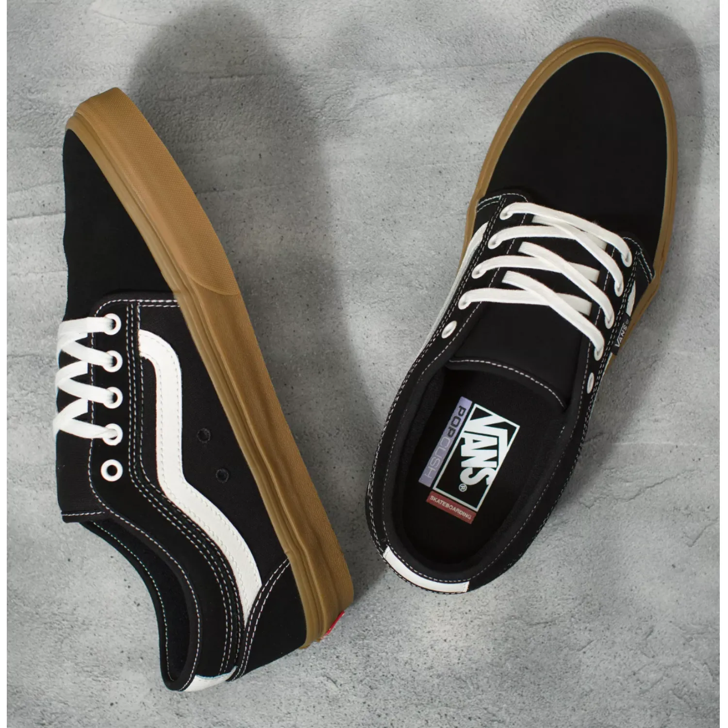 Vans Chukka Low Sidestripe Black/Gum - Men's Skate Shoes