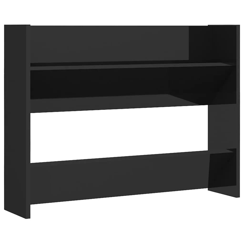 Wall Shoe Cabinet High Gloss Black 80x18x60 cm Chipboard