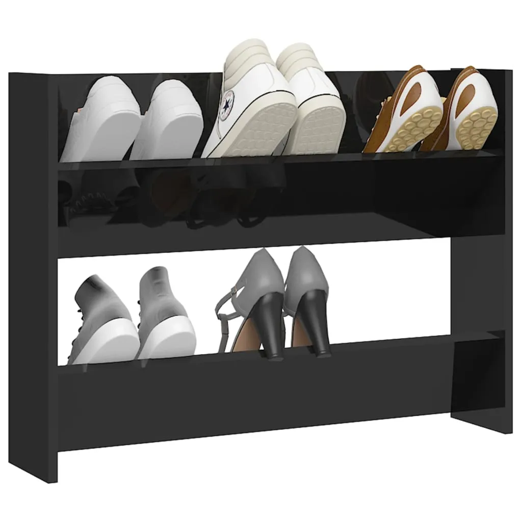 Wall Shoe Cabinet High Gloss Black 80x18x60 cm Chipboard