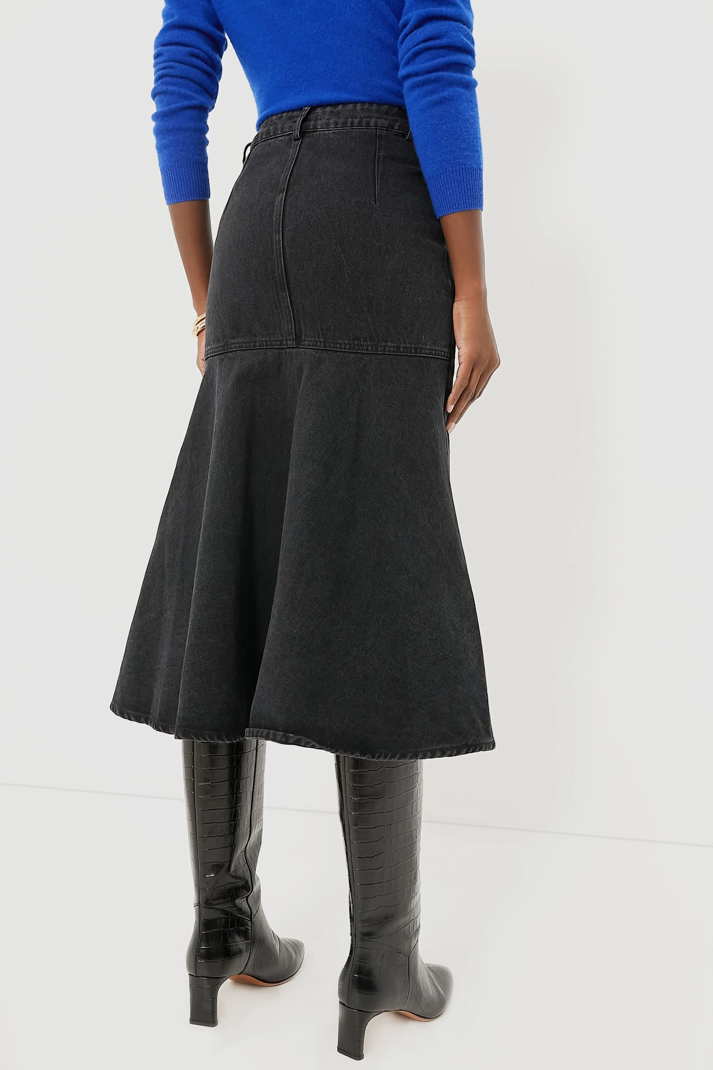 Washed Black Cyprus Midi Skirt