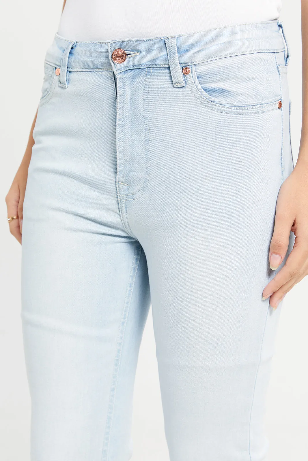 Women Blue Cropped Flared Jeans