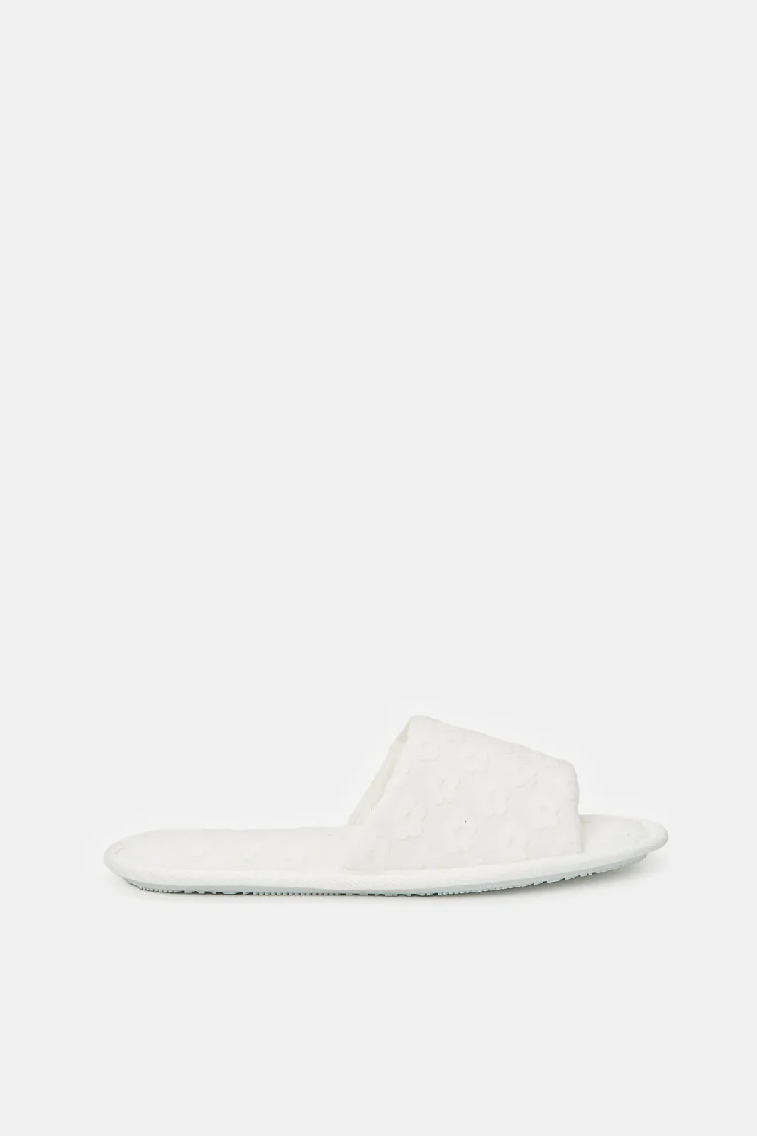 Women White Embossed Slipper