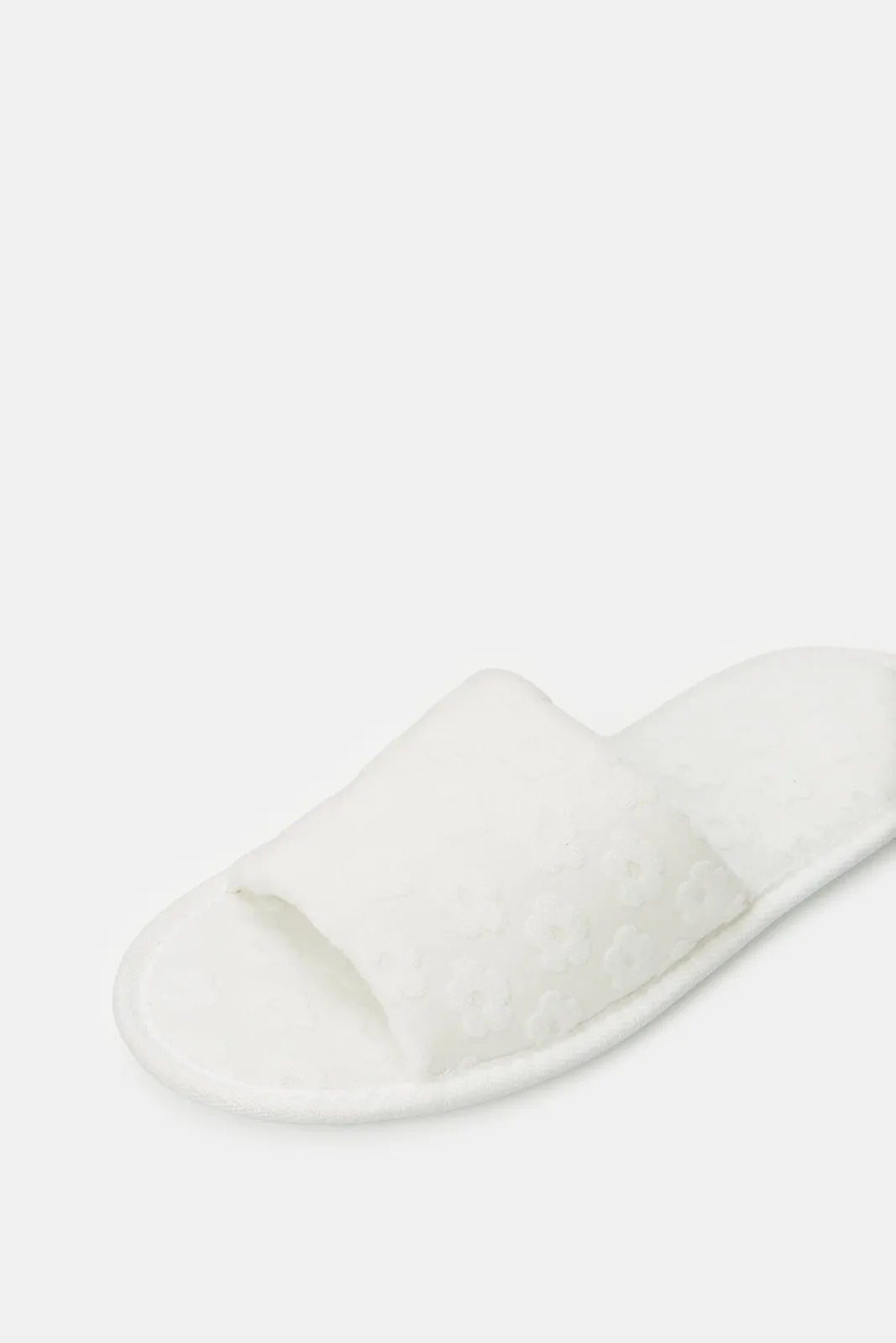 Women White Embossed Slipper